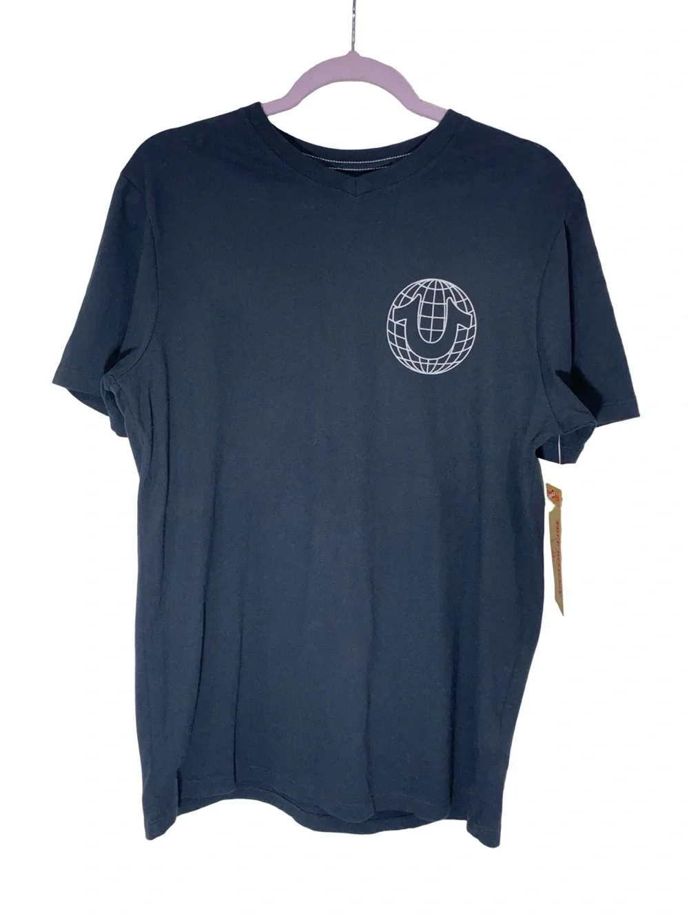 NWT True Religion World Tour 2002 Graphic T-Shirt Black V-Neck Short Sleeve